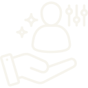 Pictogramme beige illustrant un coaching professionnel personnalisé avec suivi individualisé et accompagnement sur mesure chez Formation Fred Amil Coaching pour manageurs et dirigeants